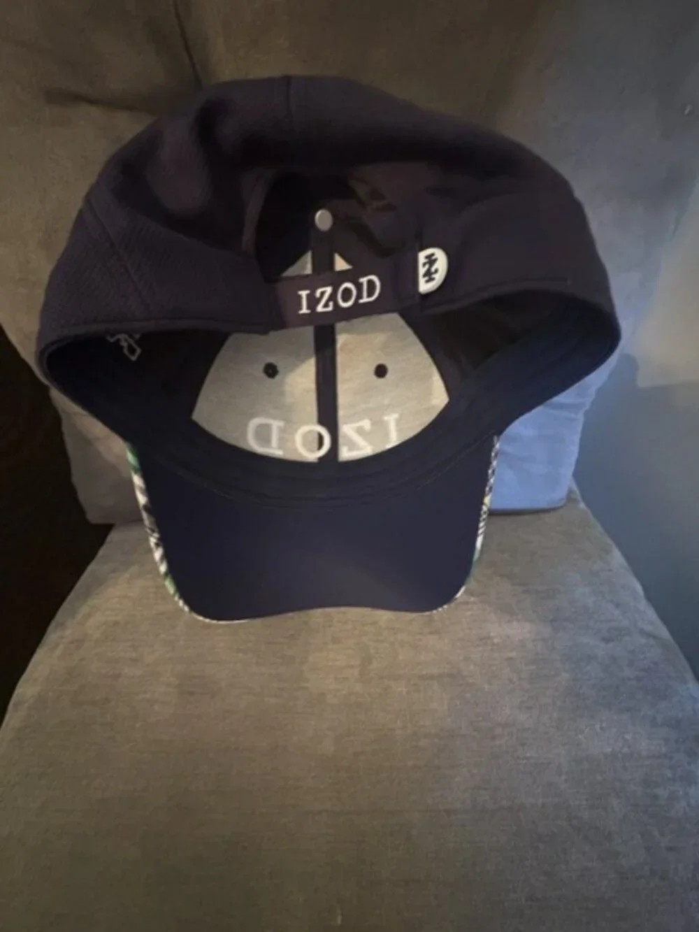 IZOD Navy Blue Plaid Brim Baseball/Golf Embroidered Logo Hat